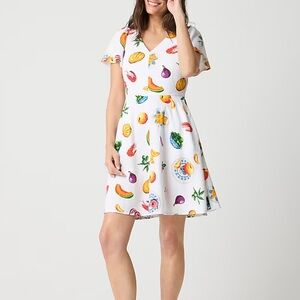 NWT J. Crew Printed Linen-Blend Flutter-Sleeve Mini Dress - 6